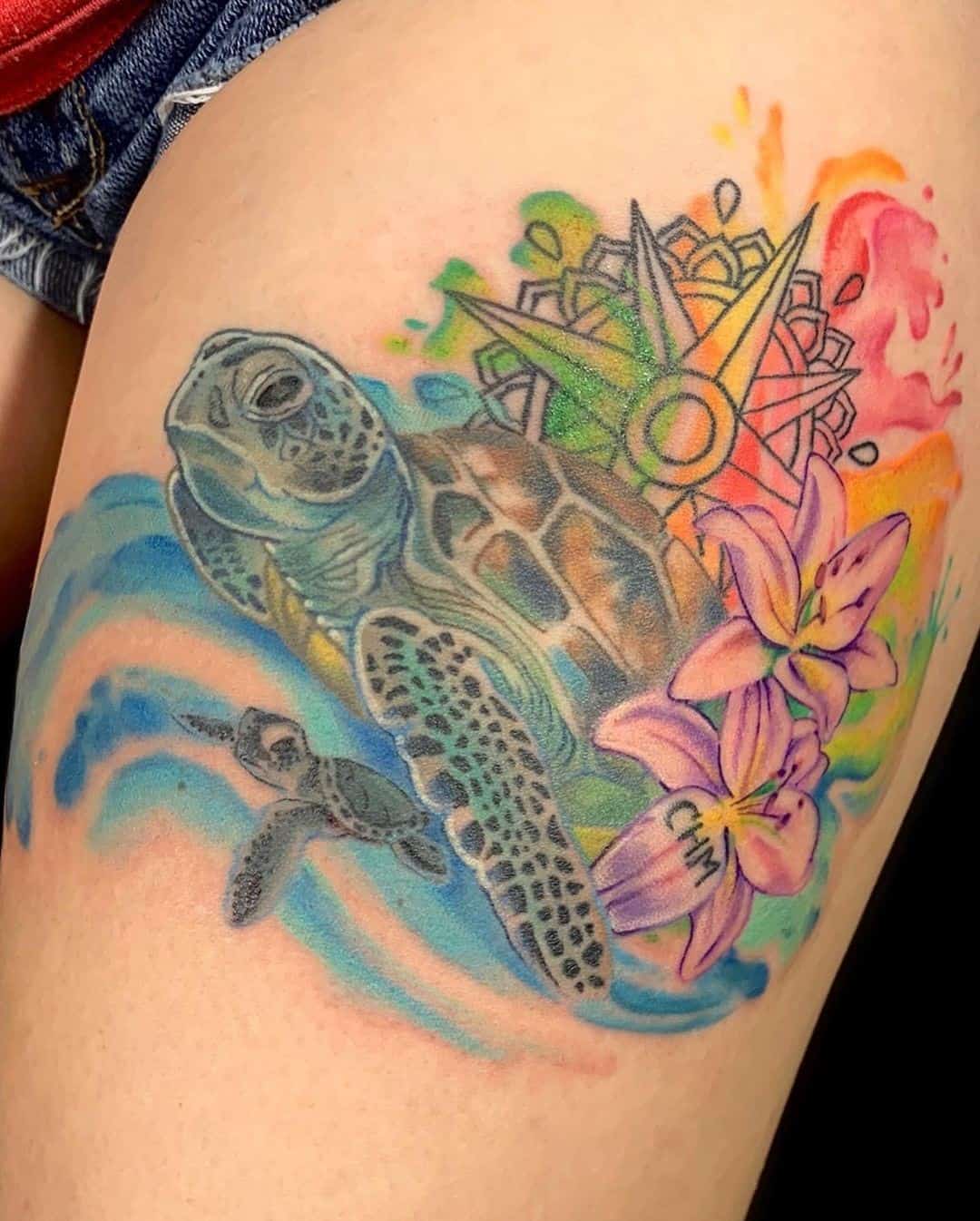 watercolor turtle tattoo GNO 1  KickAss Things