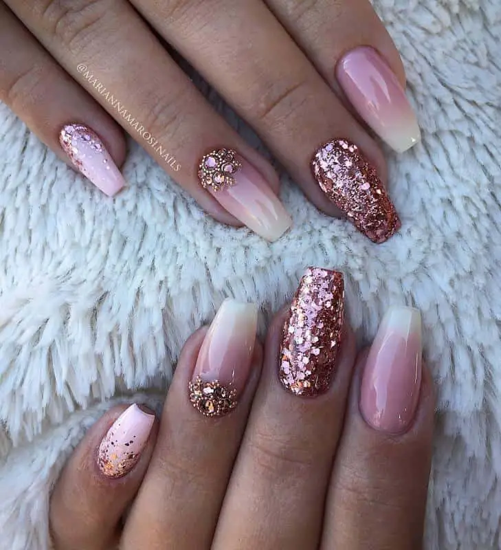 Combined Rose Gold Nails 1