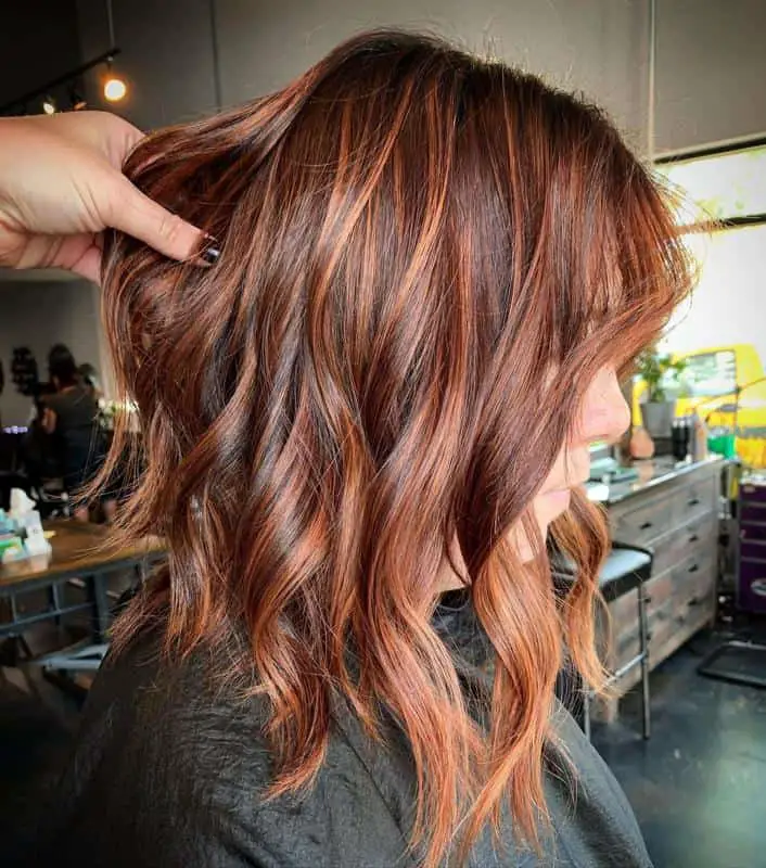 70+ Red Hairstyle With Highlights, Lowlights and Balayage (2023 Update) 9 Copper Highlights On Brown Hair