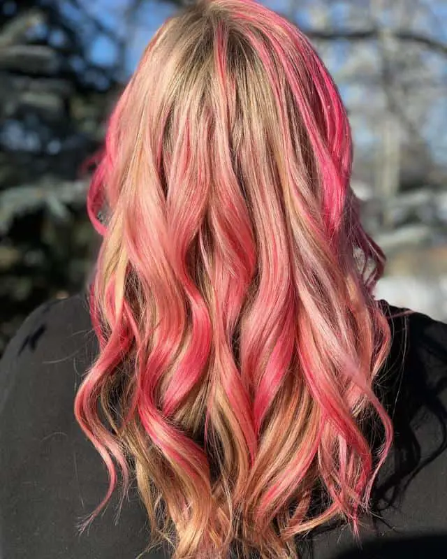 70+ Red Hairstyle With Highlights, Lowlights and Balayage (2023 Update) 59 Crimson Red With Blond Highlights 2