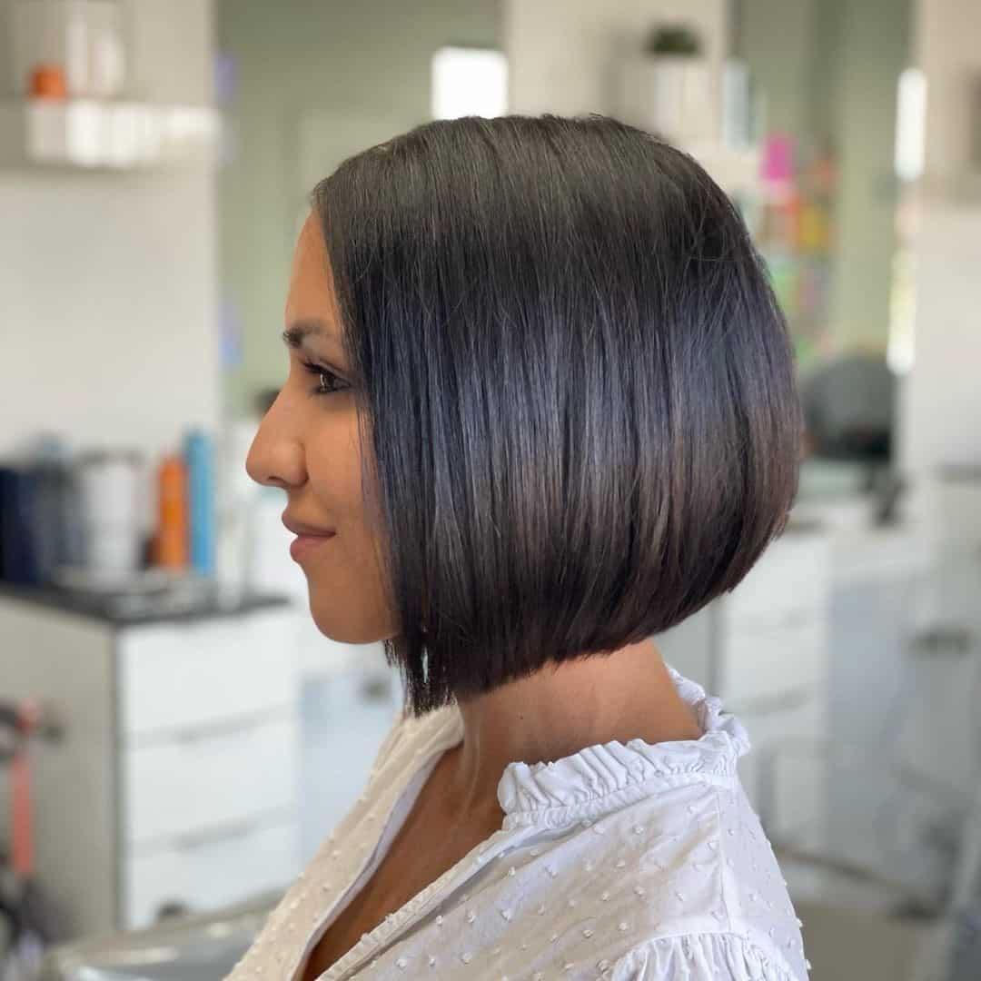 Dark Brown Colored Bob Hairstyle 