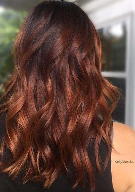 70+ Red Hairstyle With Highlights, Lowlights and Balayage (2023 Update) 63 Dark Auburn Mixed With Blond Highlights 1