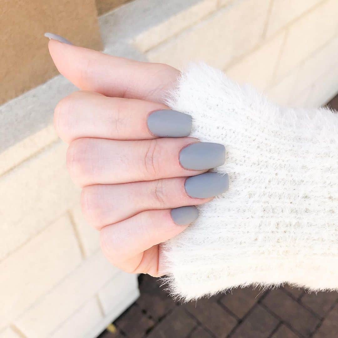 Grey Matte Nails Square Shape