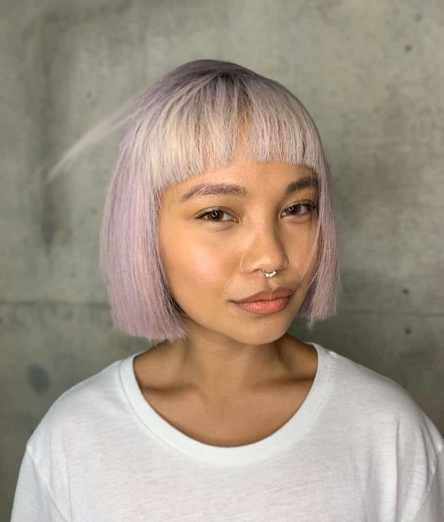 Hairstyle For Small Forehead Lilac Color 