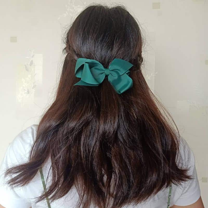 Half-Up, Half-Down Hairstyle With Bows and Ribbons 1