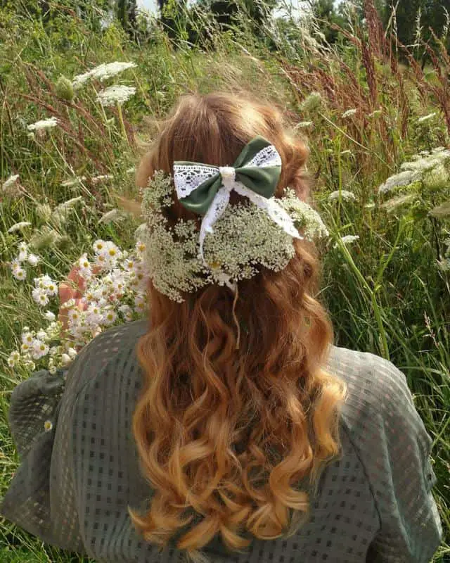 Half-Up, Half-Down Hairstyle With Bows and Ribbons 4