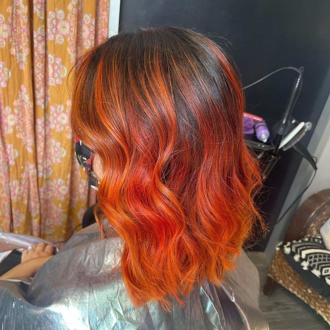 Hot Orange Modern Colored Hairdo 
