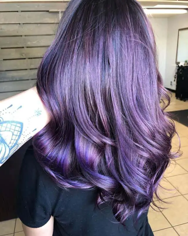 Lavender Highlights On Black Hair 1