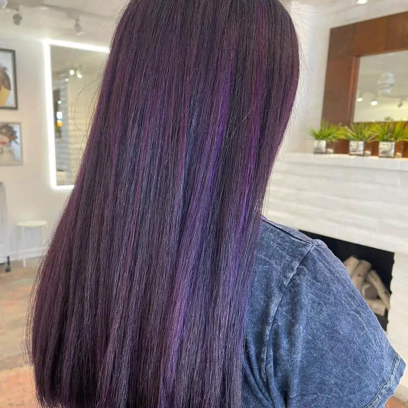 40+ Amazing Purple Highlights On Black Hair Ideas (2023 Update) 12 Long Purple Highlights On Black Hair 2