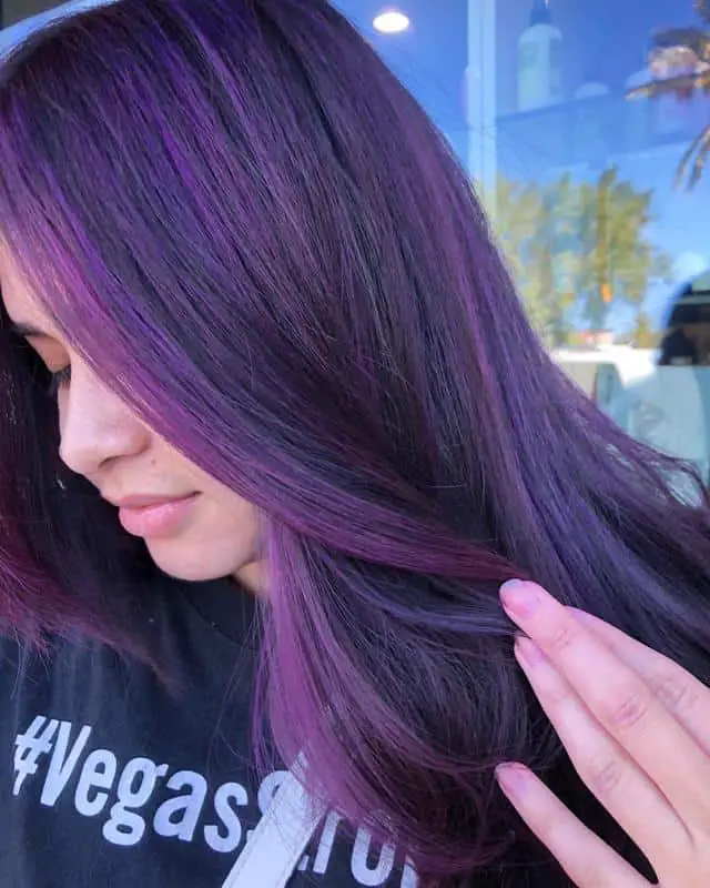 40+ Amazing Purple Highlights On Black Hair Ideas (2023 Update) 15 Medium Purple Highlights 2