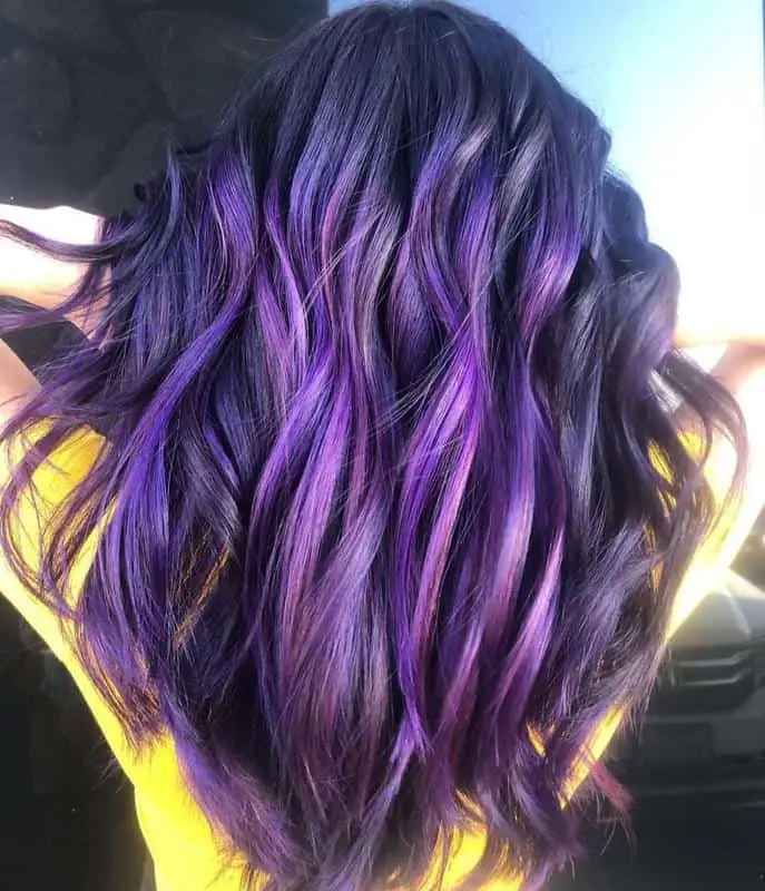 40+ Amazing Purple Highlights On Black Hair Ideas (2023 Update) 16 Medium Purple Highlights 3