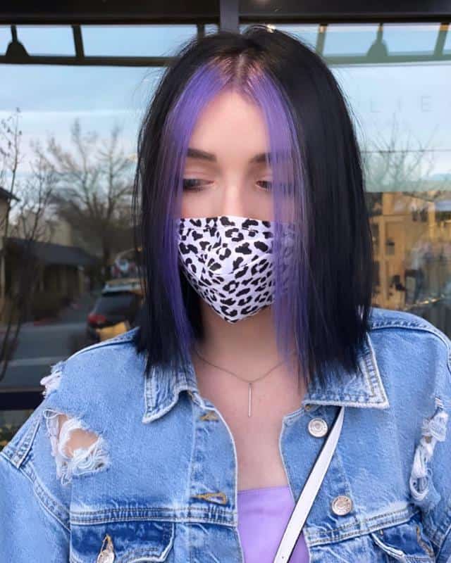 40+ Amazing Purple Highlights On Black Hair Ideas (2023 Update) 43 Money Piece Purple Highlights 1