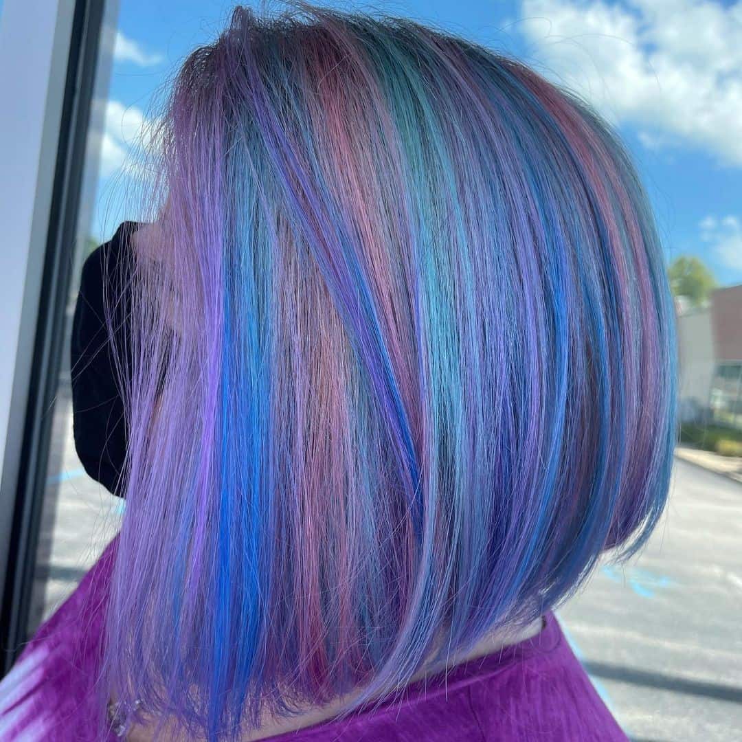 Top 40 Gorgeous Colored Bob Hairstyles (2023 Update) 39 Multi Color Blue Bob Hair