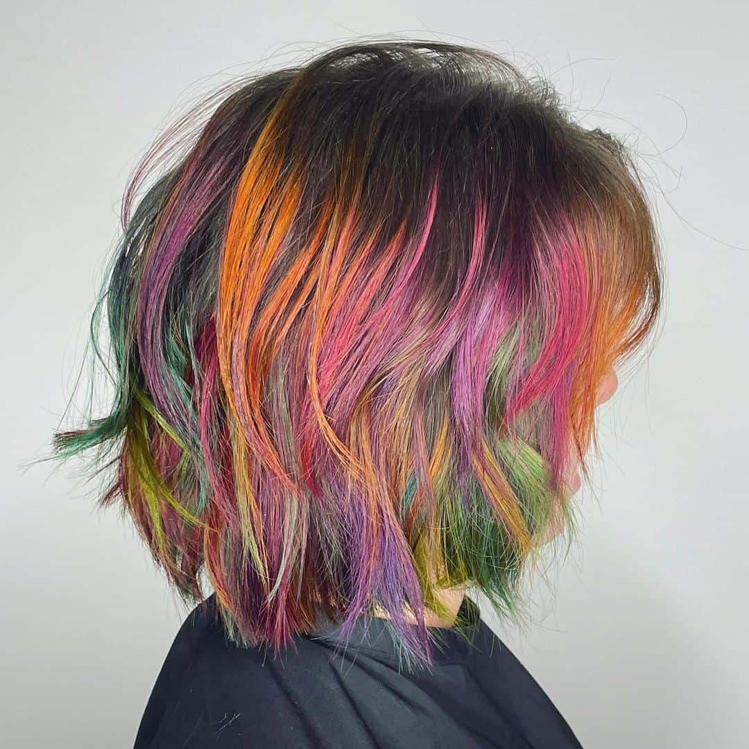 Top 40 Gorgeous Colored Bob Hairstyles (2023 Update) 41 Multi Color Loud Bob Hair