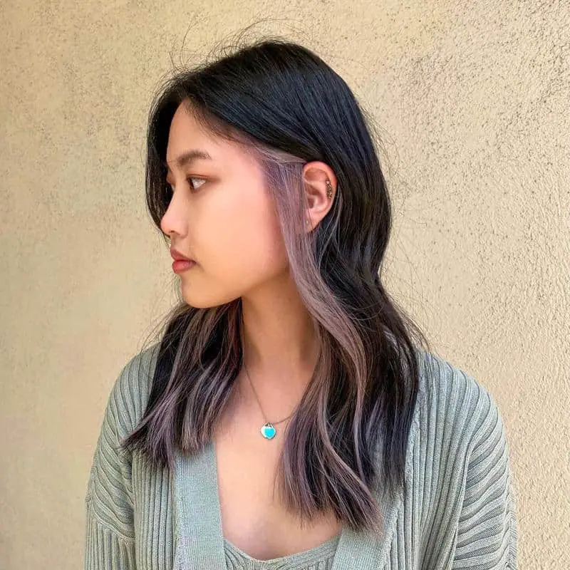 40+ Amazing Purple Highlights On Black Hair Ideas (2023 Update) 19 Pastel Purple Highlights 3