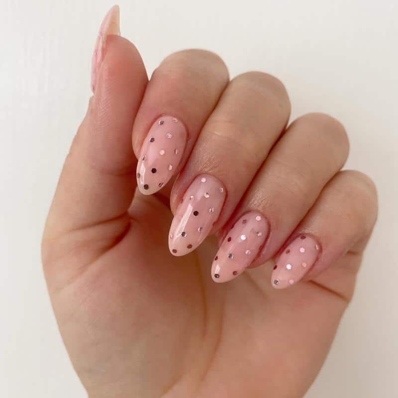 Polka Dolt Rose Gold Nails 1