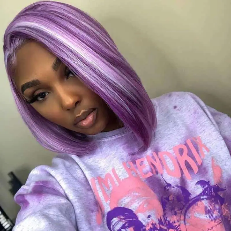 Purple A-Line Bob Hairstyle 1