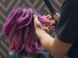 Purple highlight on black hair