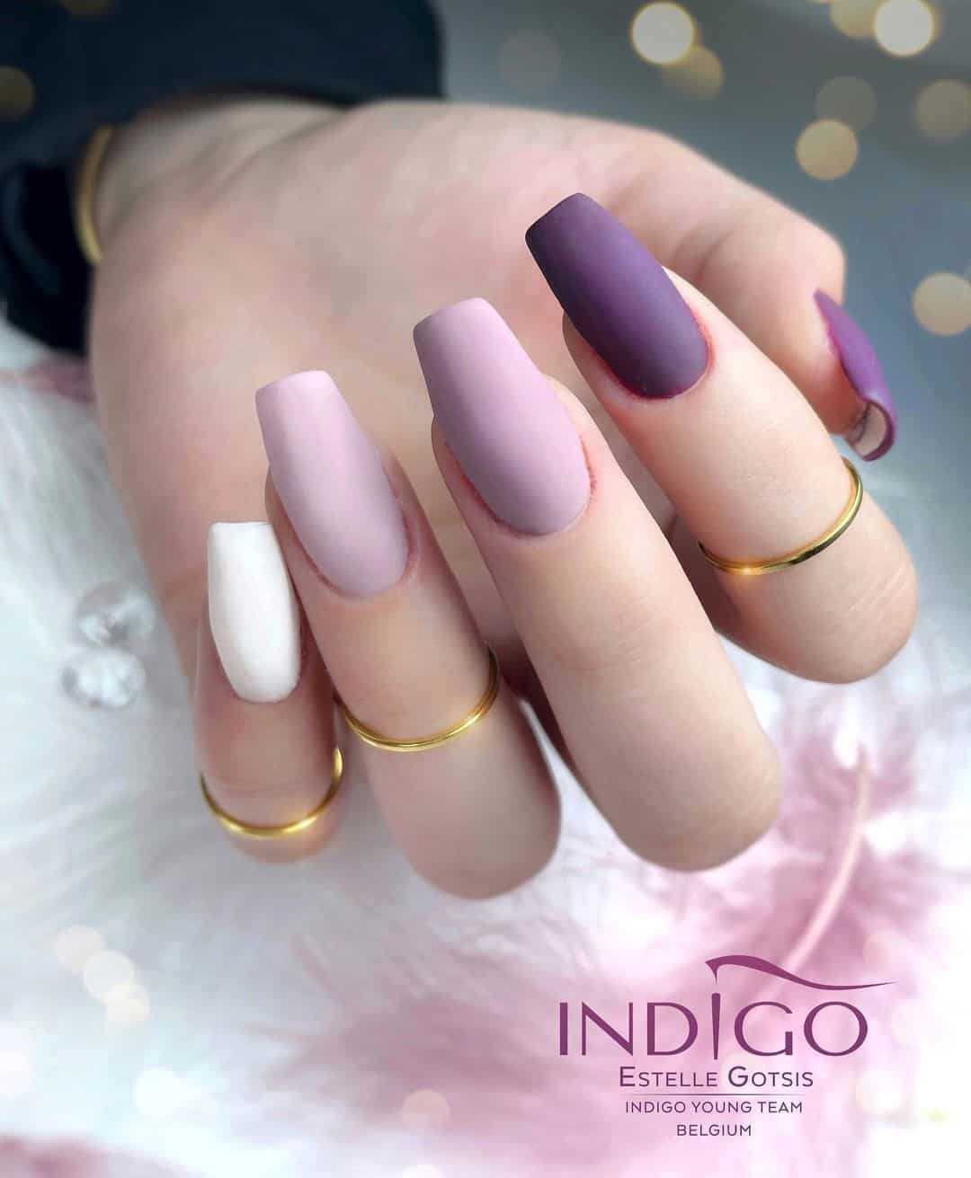 Purple Matte Nails Ombre Idea 