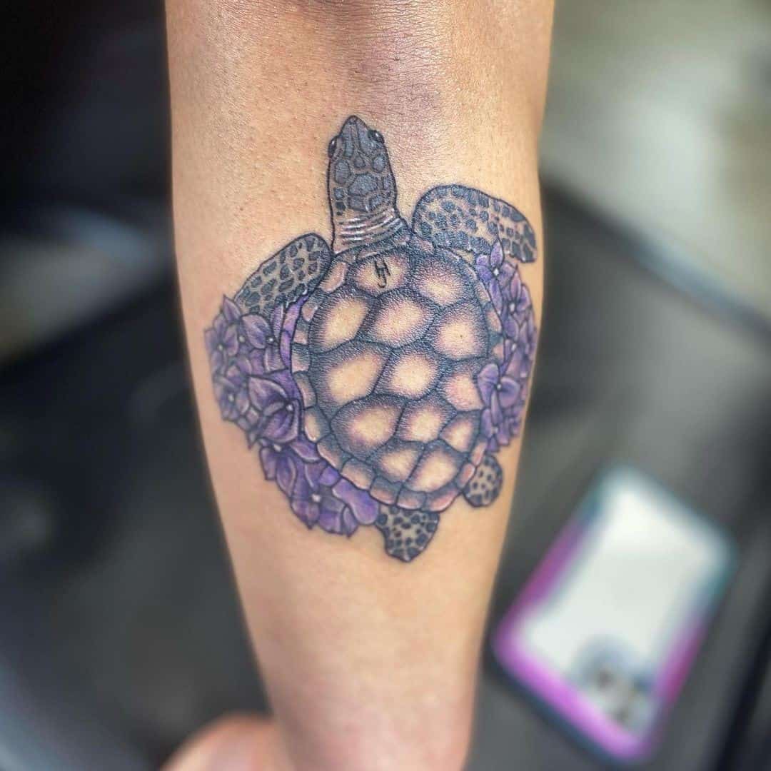 Purple Sea Turtle Tattoo 