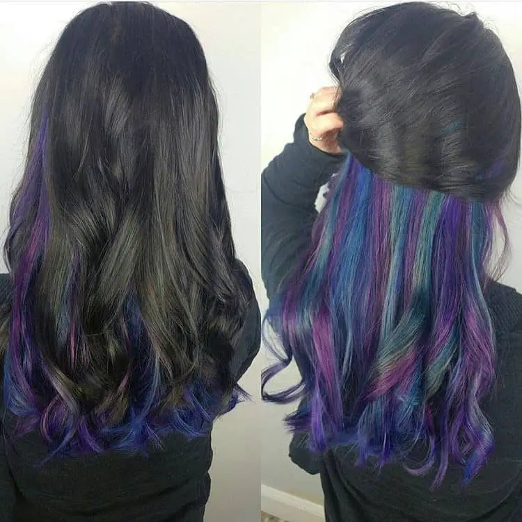 40+ Amazing Purple Highlights On Black Hair Ideas (2023 Update) 38 Purple Underlights 1
