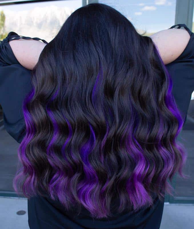 40+ Amazing Purple Highlights On Black Hair Ideas (2023 Update) 39 Purple Underlights 2