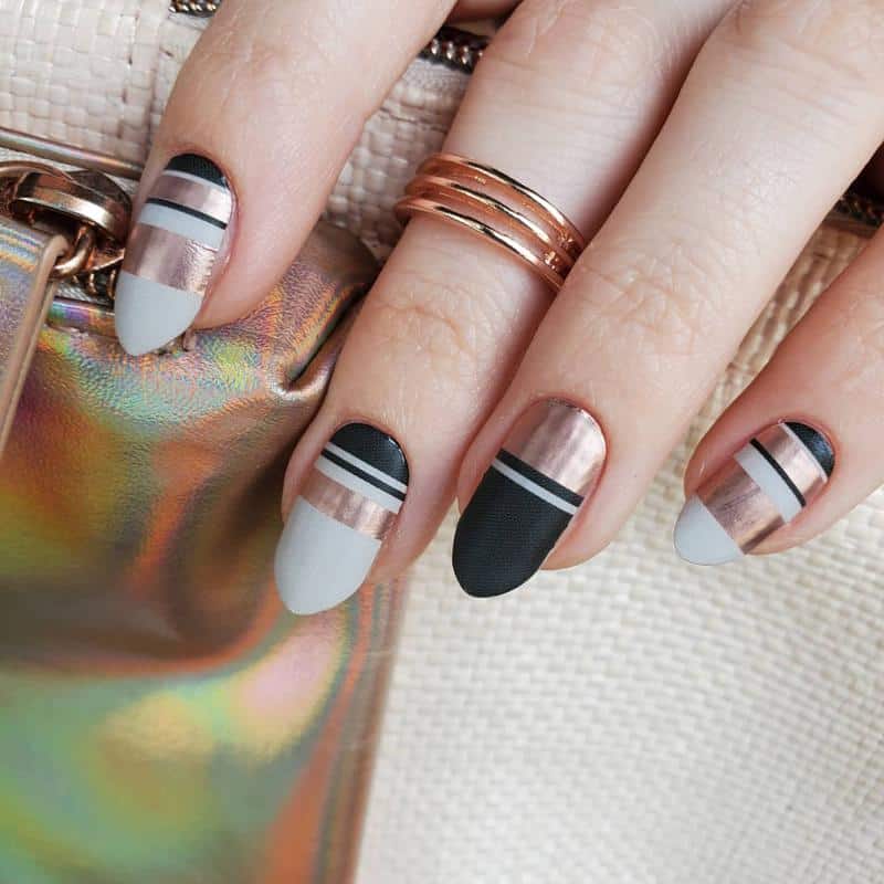 Rose Gold And Black Nails 3