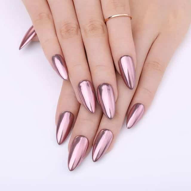 Rose Gold Chrome Nails 1