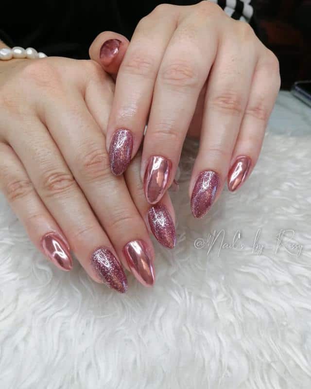 Rose Gold Chrome Nails 2