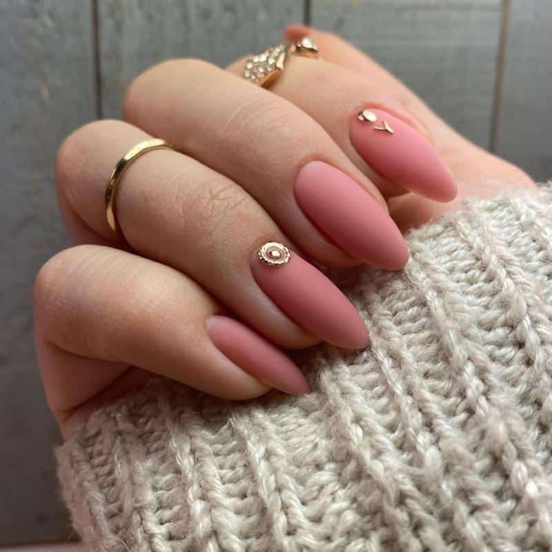 Rose Gold Matte Nails 1