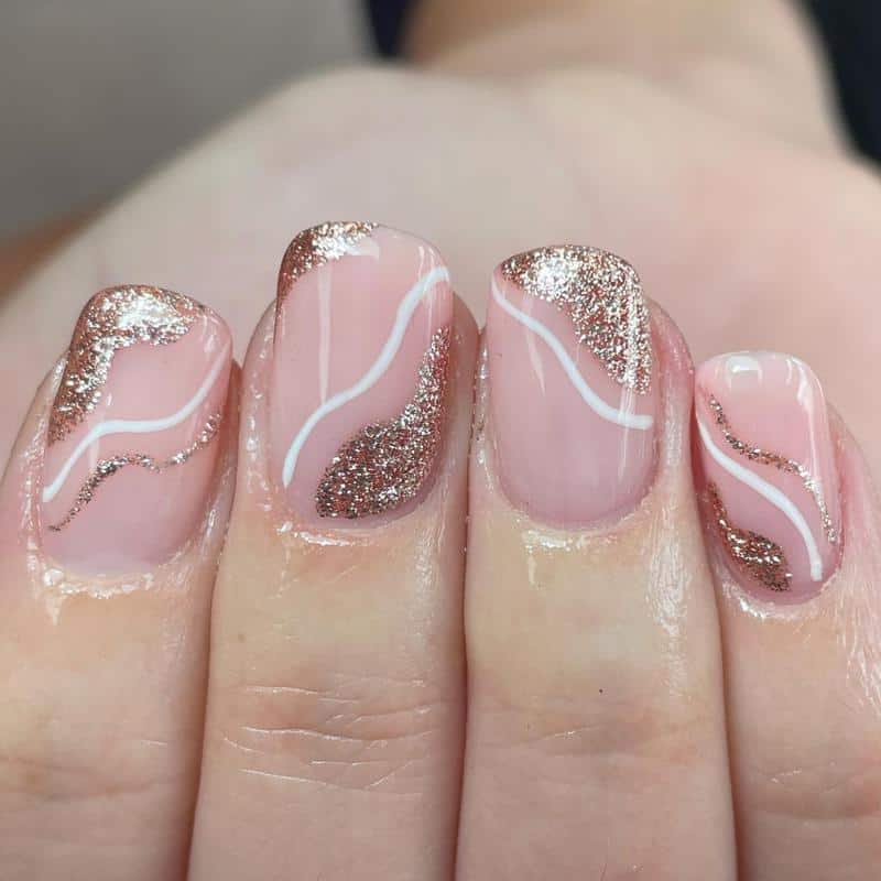 Rose Gold Nails With Glitter 1