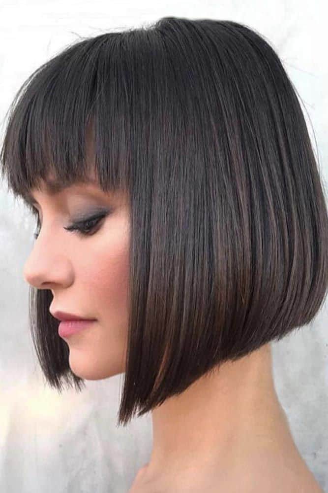 Sharp A-Line Bob Hairstyle With Front Bangs 2
