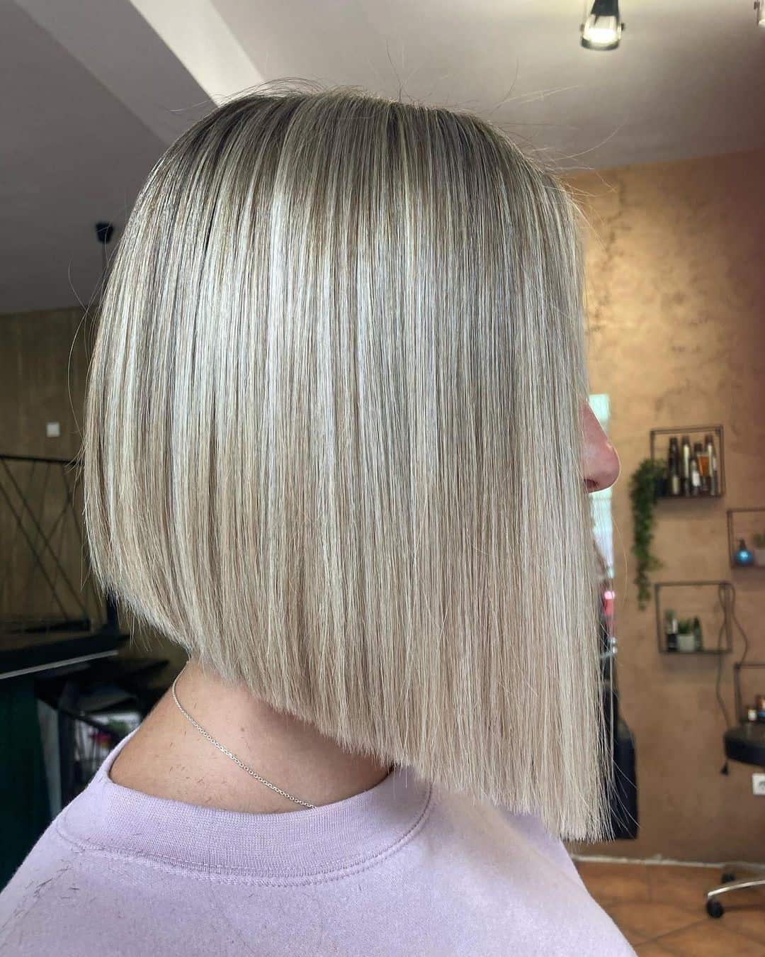 Sharp & Defined Blonde Colored Bob Hairstyle