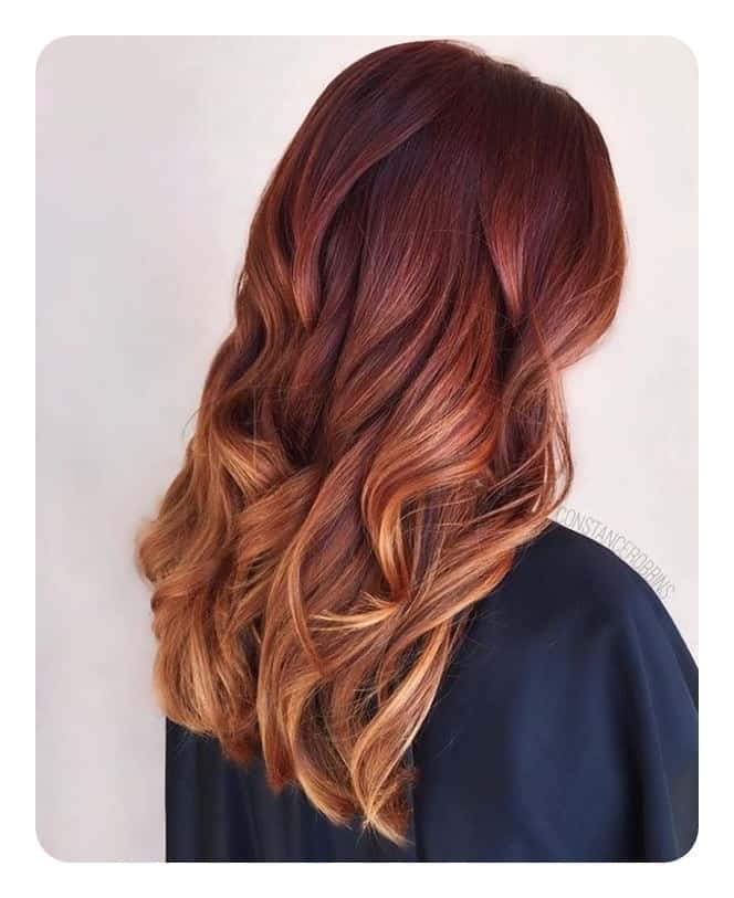 70+ Red Hairstyle With Highlights, Lowlights and Balayage (2023 Update) 34 Soft Dark Red With Blond Lowlights