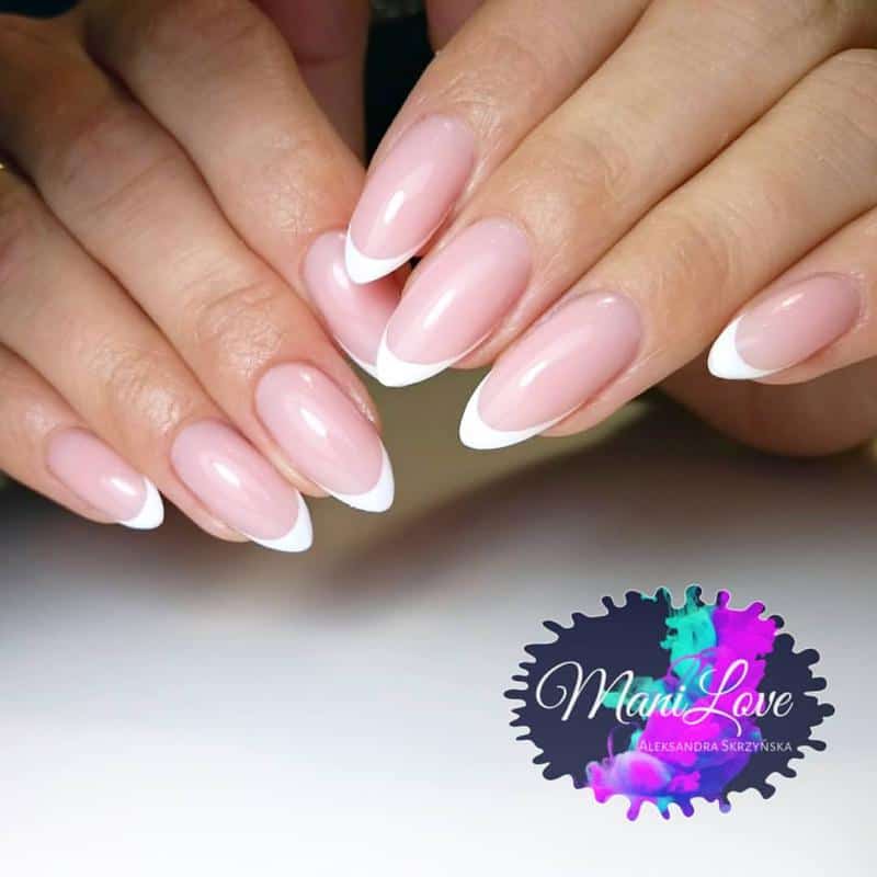 60 Elegant French Tip Nail For A Super Trendy Manicure (2023 Update) 55 Stiletto French Nail 4