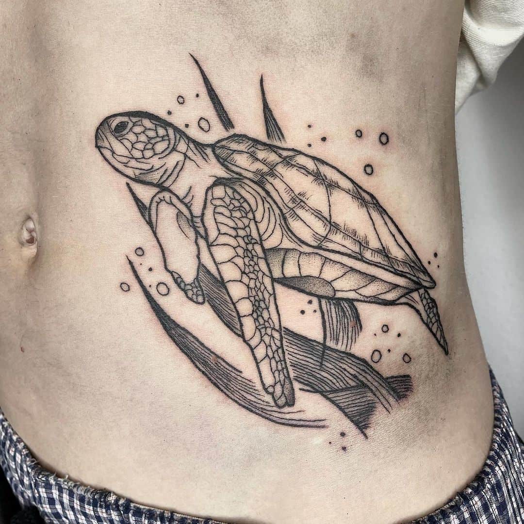 Stomach Sea Turtle Tattoo 