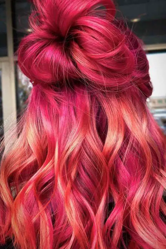 70+ Red Hairstyle With Highlights, Lowlights and Balayage (2023 Update) 54 Summer Festival Hairstyle