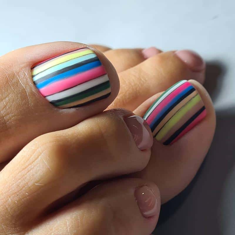 Toe Nail Designs With Lines