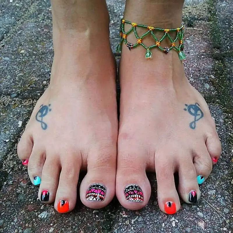 30 Magnificent Toe Nail Designs for Your Ideal Look (2023 Update) 21 Tribal Toe Nails