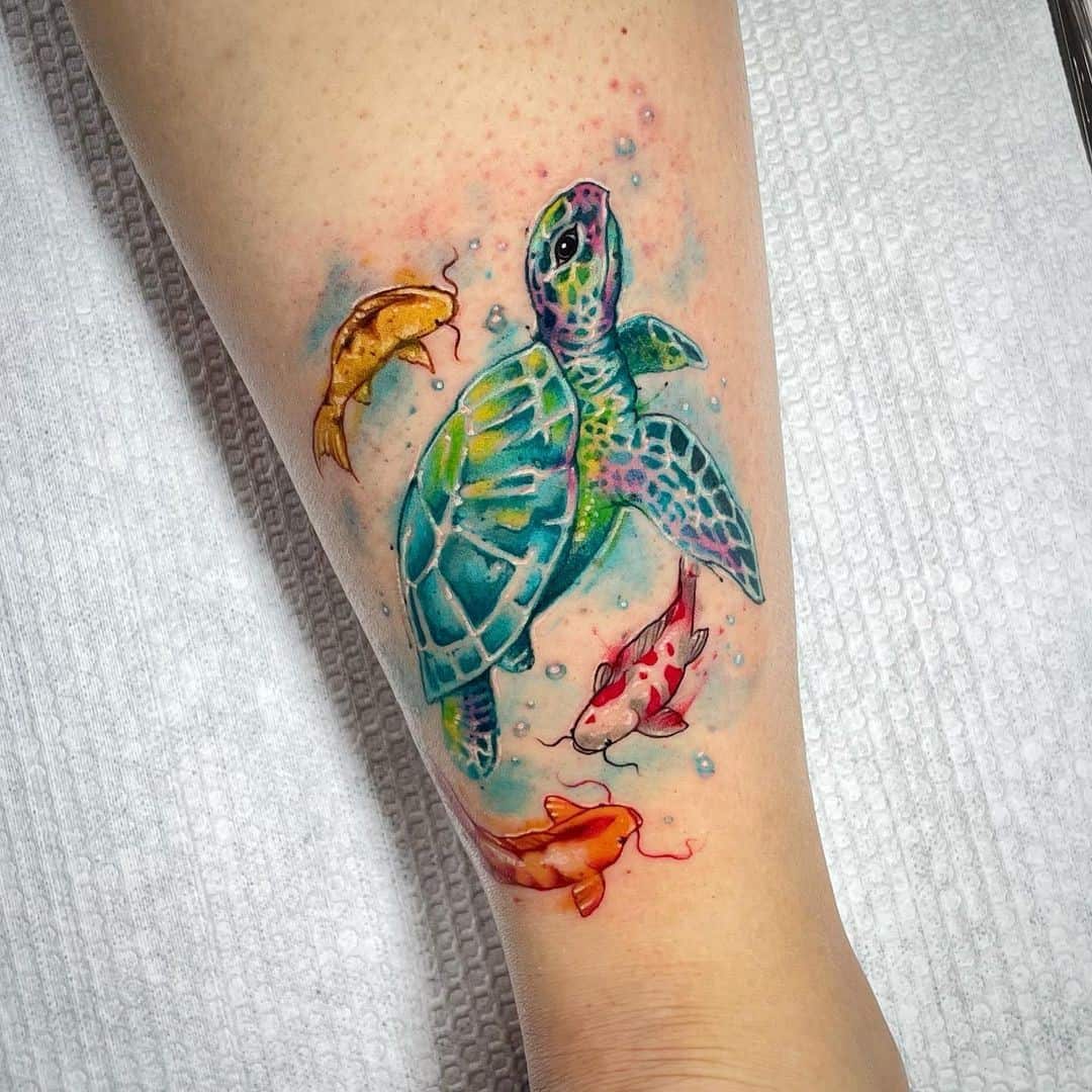 Watercolor Sea Tattoo Colorful Ink