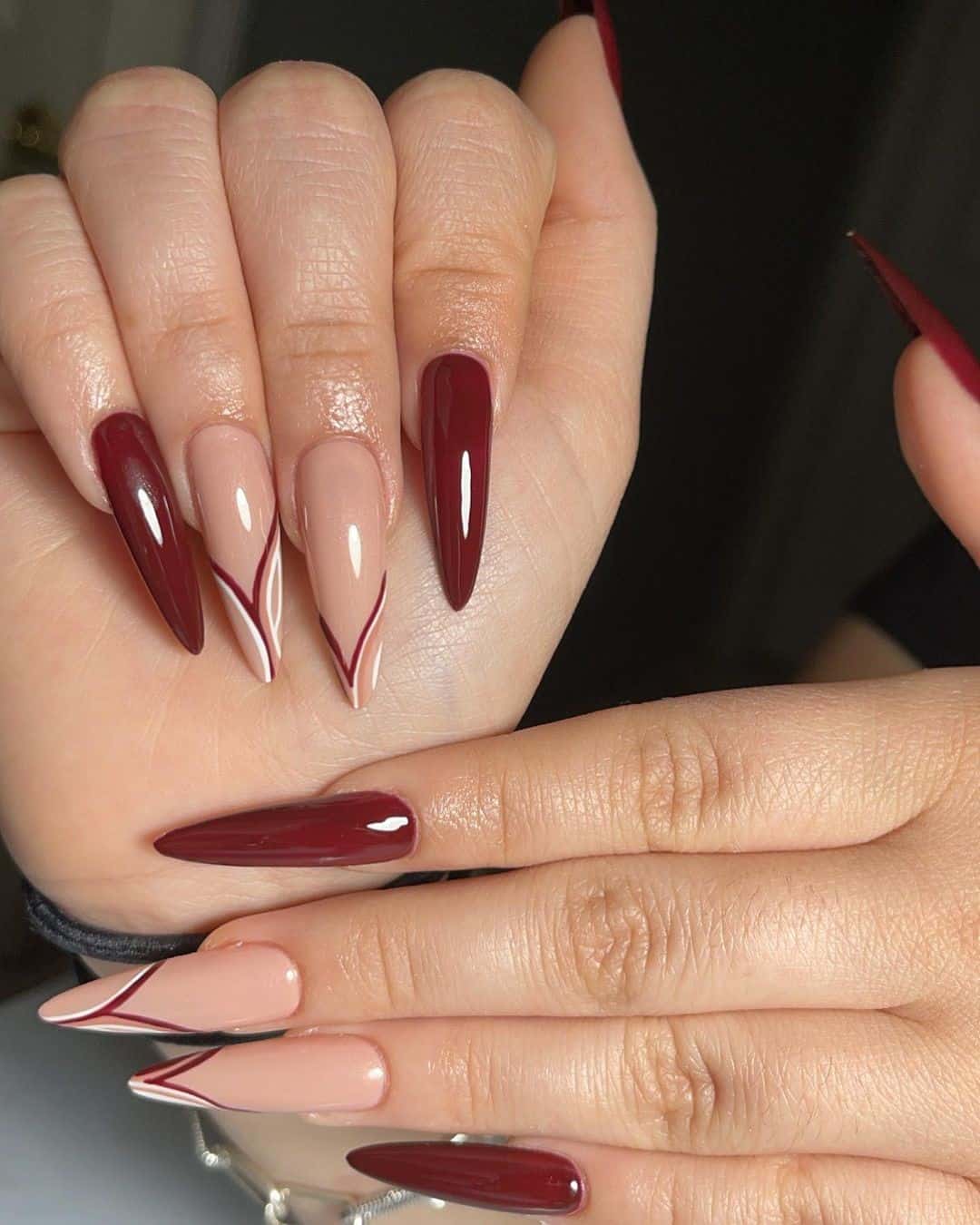 40+ Unique Burgundy Nail Design Ideas (Square & Coffin, Oval & Almond) 41 Acrylic Nails Burgundy Manicure