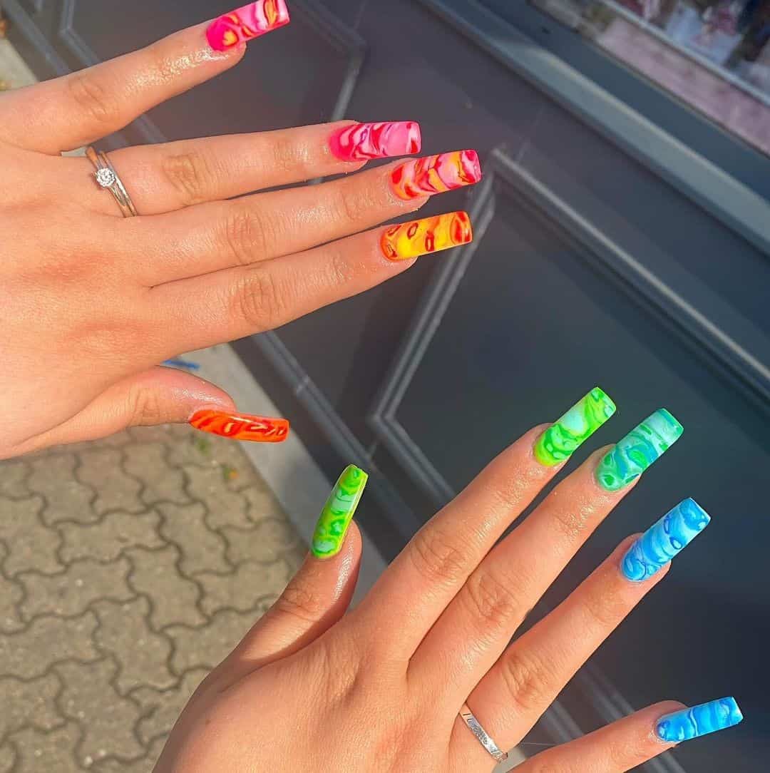 Top 30 Beautiful Rainbow Nail Design Ideas 2022 18 Acrylic Rainbow Nails