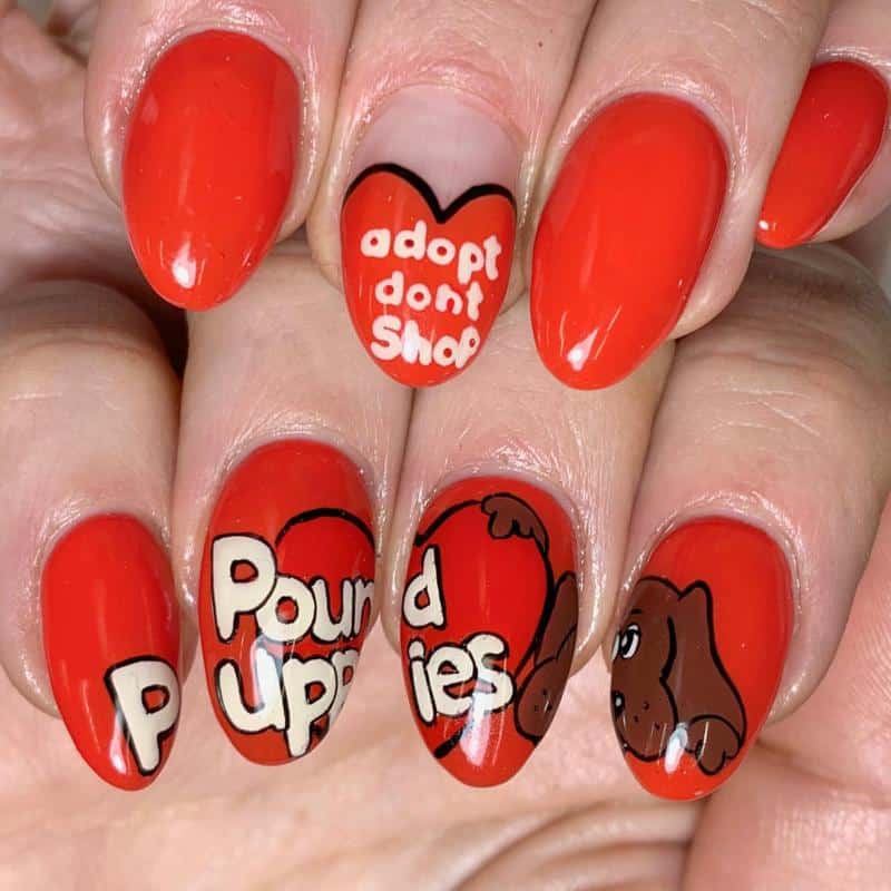 Adopt Not Shop Nails With Hearts