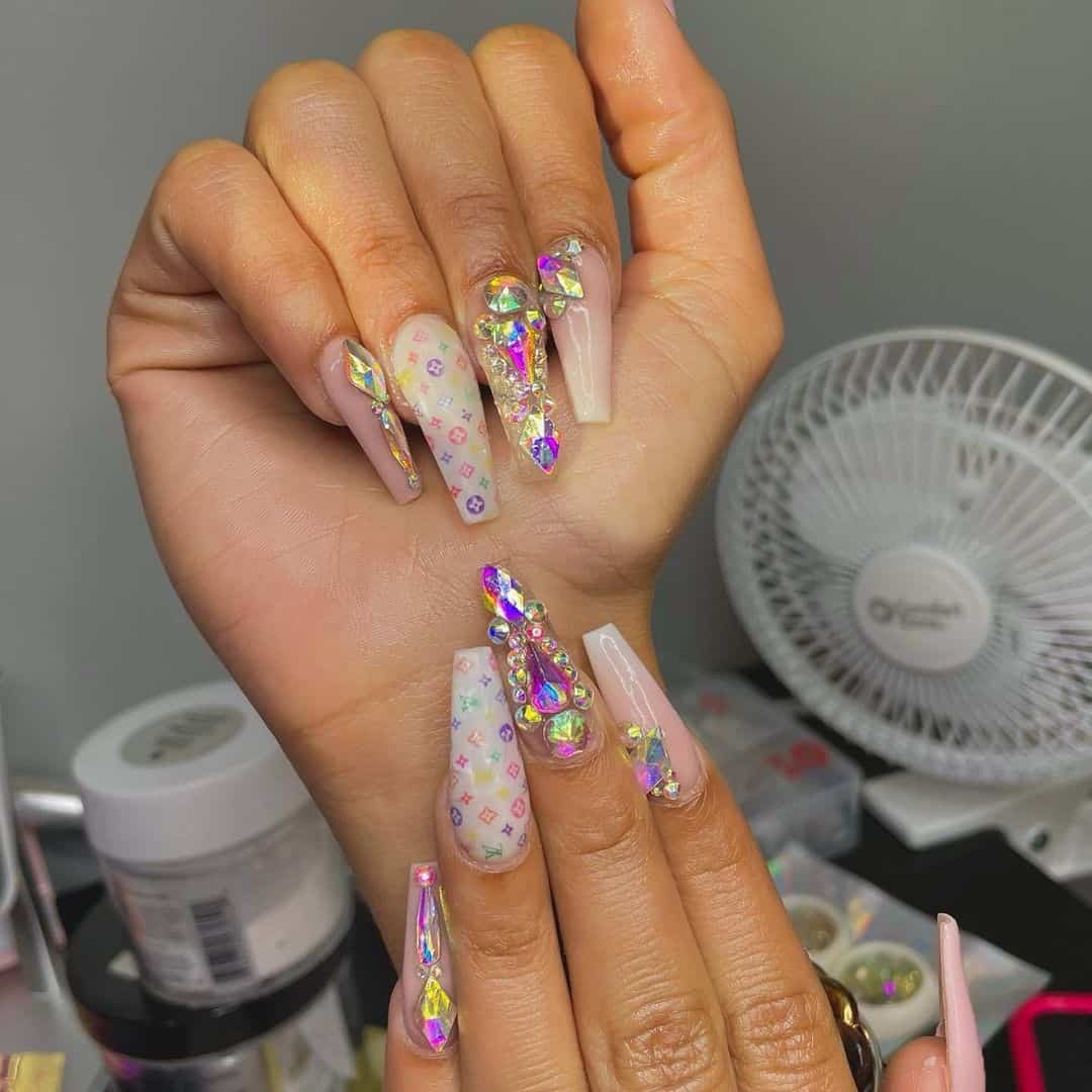 Birthday Nail Ideas Long Glitter