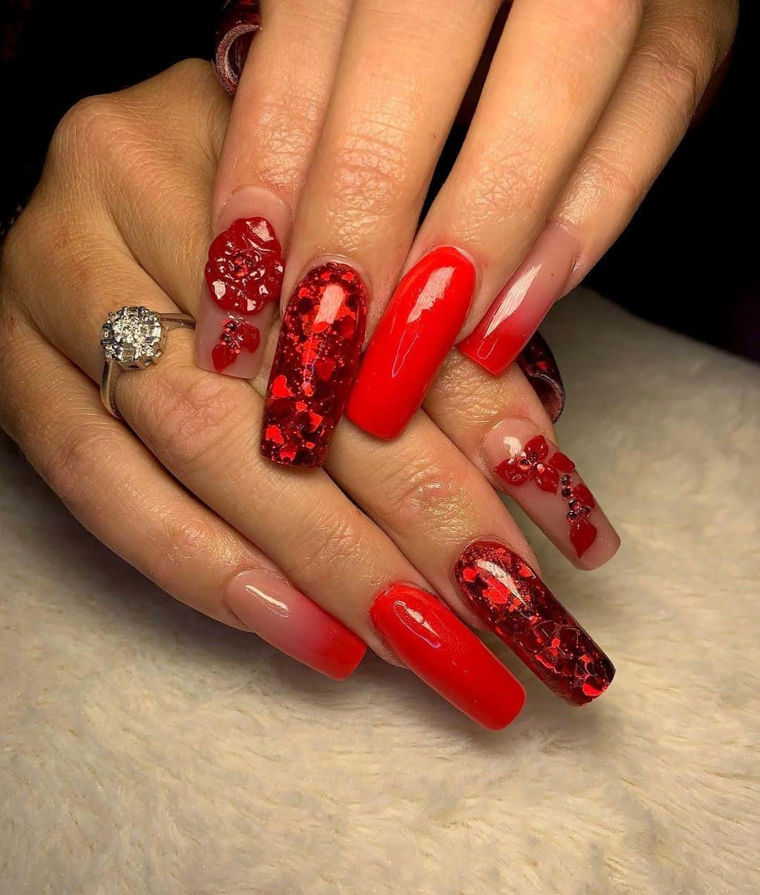 Birthday Nails Gel Red Design