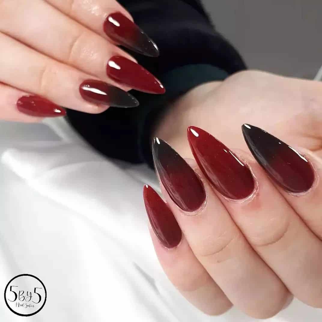 40+ Unique Burgundy Nail Design Ideas (Square & Coffin, Oval & Almond) 29 Black And Burgundy Nail Designs