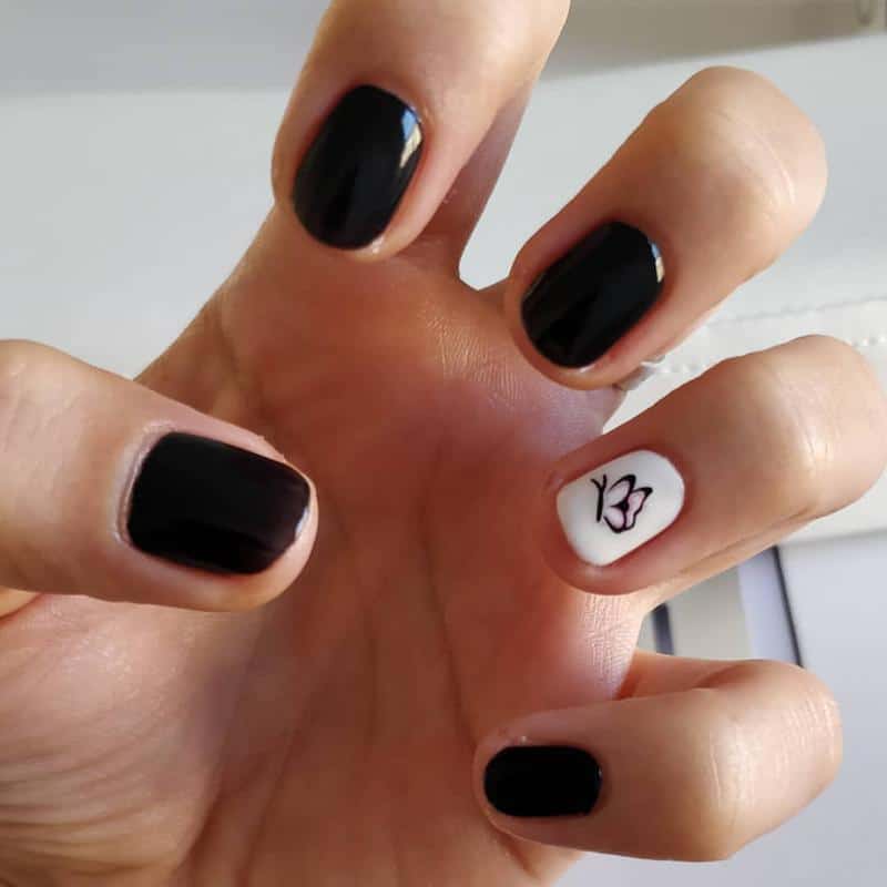 Black And White Butterfly Nails