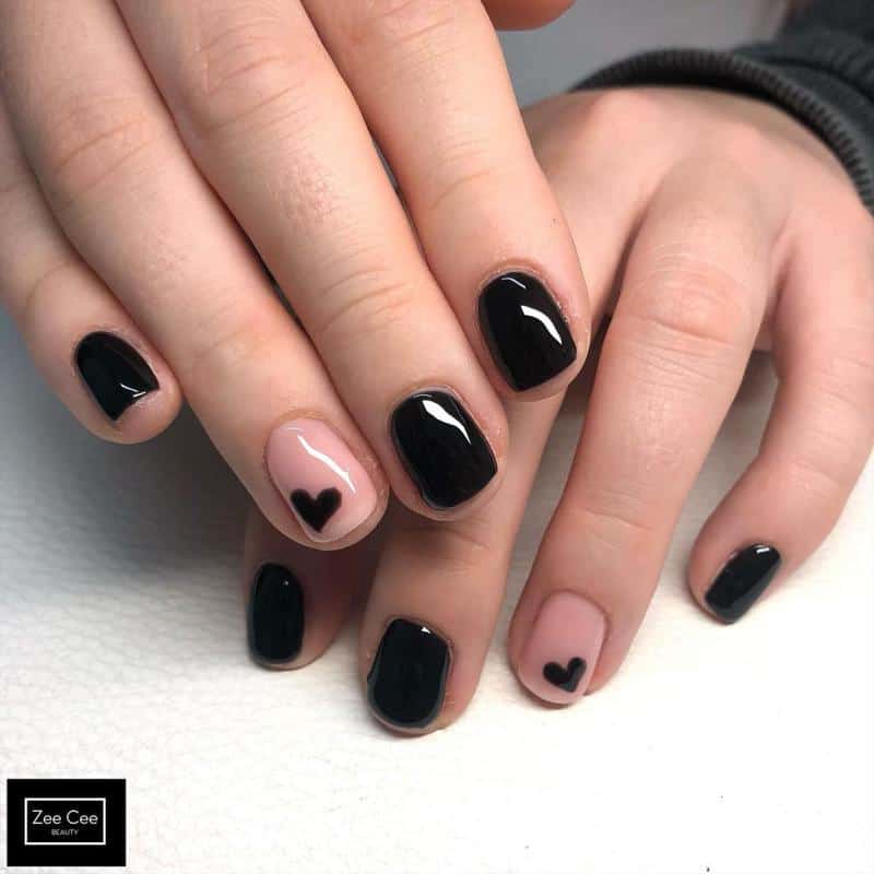 50 Heart Nail Art Ideas That Feeling Romantic 9 Black Heart Nails