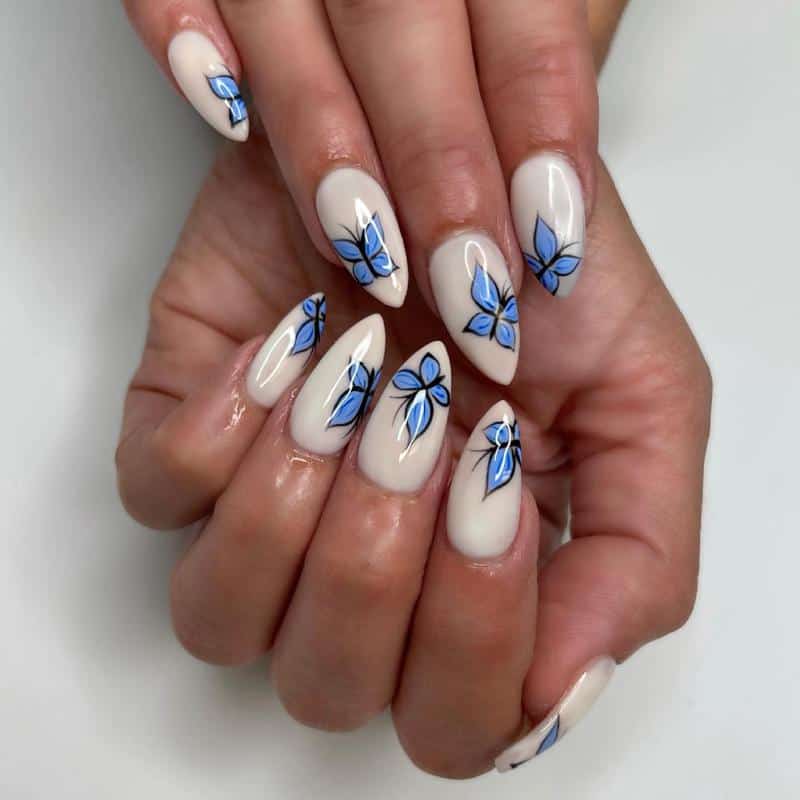 Blue Butterflies Nails