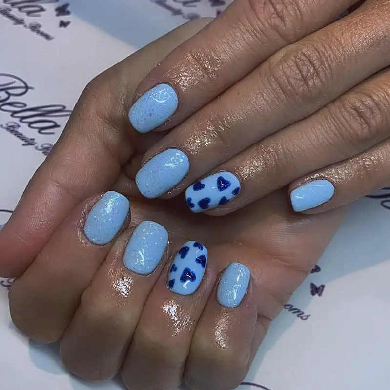 Blue Heart Nails